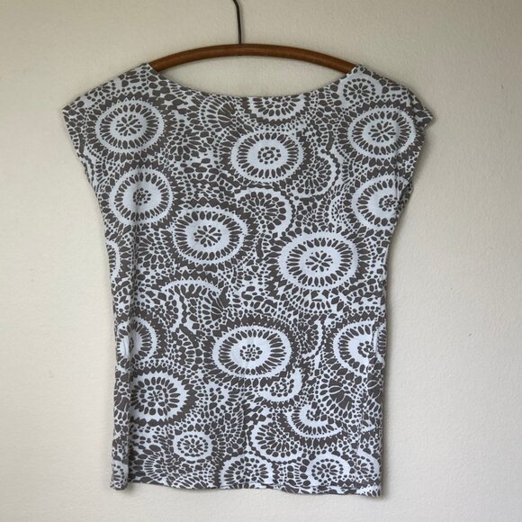 Ann Taylor LOFT Beaded Boatneck Taupe & White Tee - Picture 2 of 7